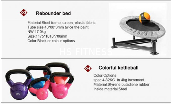 Annuncio pubblicitario della macchina di Crossfit Rogue Gym Equipment Synergy Fitness con gli accessori